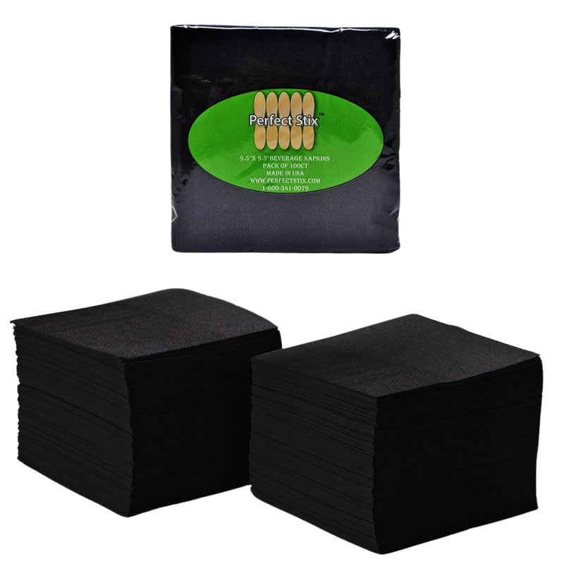 Perfect Stix مناديل مثالية - مناديل كوكتيل ورقية سوداء 2 طبقة - 100 قطعة - Image 1